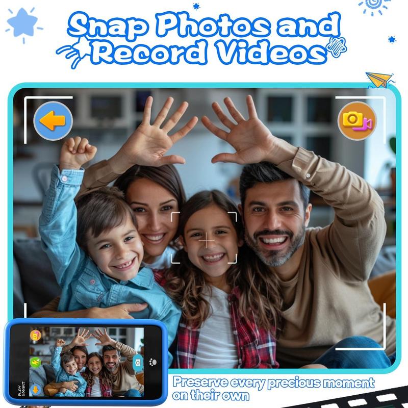 PlaySmart Kids Phone Toys Girls Boys Age 3-12, Camera, 200+ Educational Games, Music Player, 3.97