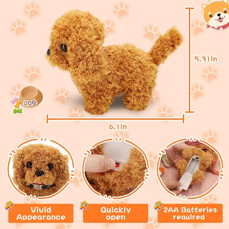 Plush Toys Puppy Electronic Toy Dogs That Walk and Bark,Tail Wagging Fake Dog Interactive Dog Toy for Kids with Leash,Easter Valentines Day Christmas Birthday Gift for Toddlers Kids
