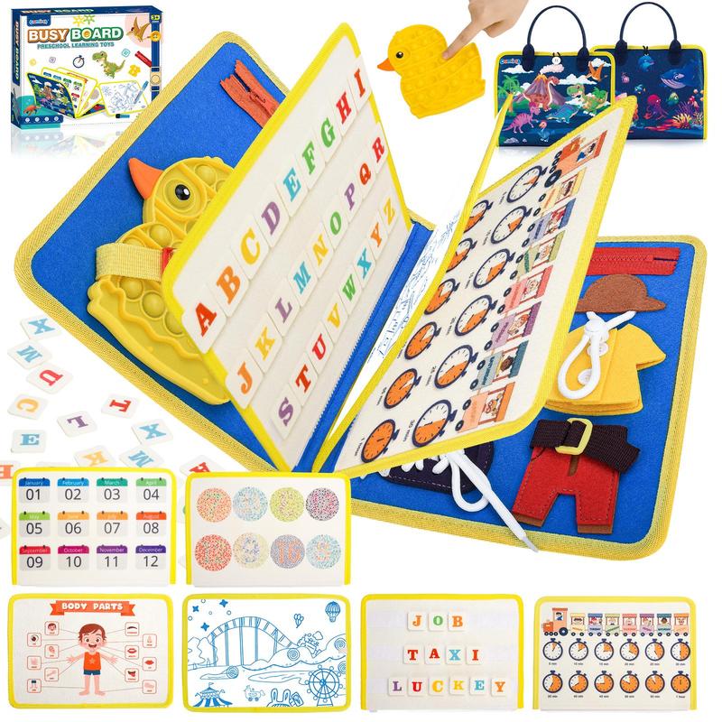 Busy Board Montessori Sensory Toys, 1 Count Colorful Fine Motor Training Board for Home Nursery, DIY Travel Toys for Birthday Gifts