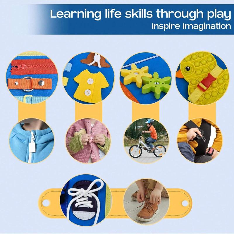 Busy Board Montessori Sensory Toys, 1 Count Colorful Fine Motor Training Board for Home Nursery, DIY Travel Toys for Birthday Gifts