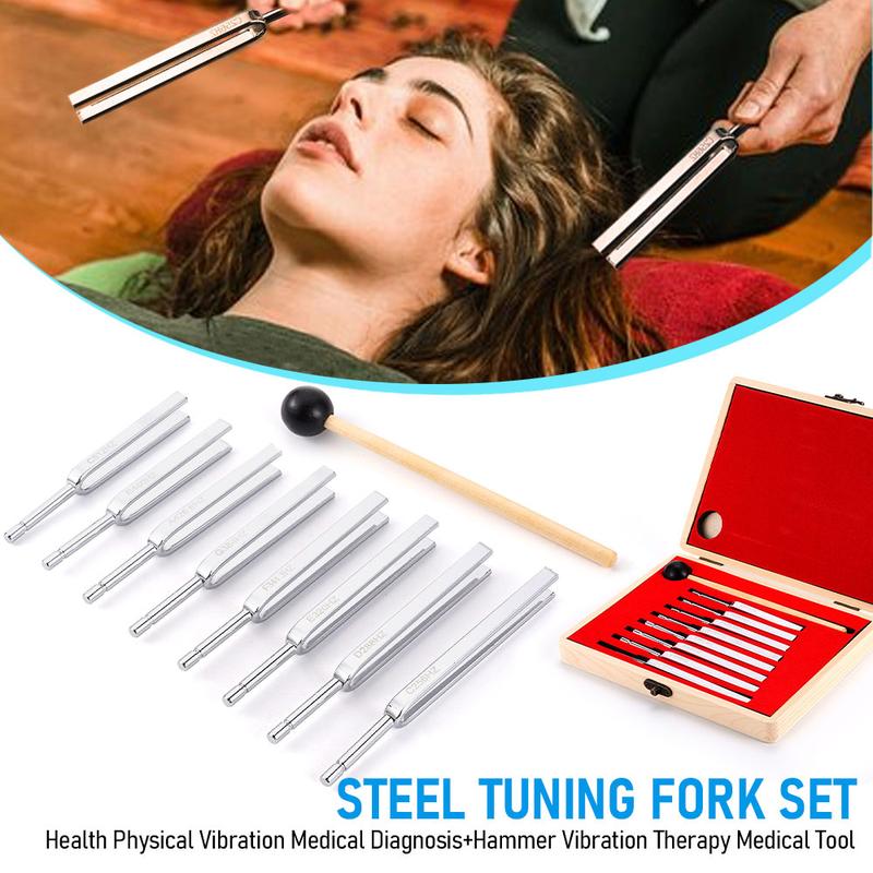 8pcs 256-512HZ Steel Tuning Fork Set Vibrating Yoga Meditation Tuning Fork