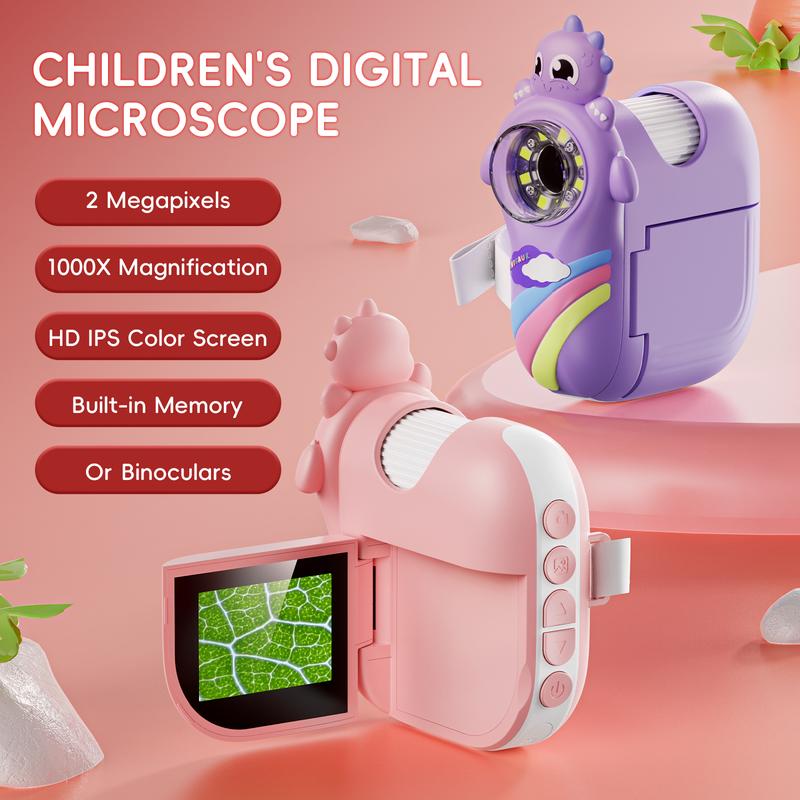 Microscope and Telescope, INSKAM 1000X Handheld Mini Children's Educational Product, Equipped with 2-inch LCD Screen, Portable and Mini, Suitable for 8-12 Years Old Children Halloween Christmas Birthday Educational Gift, Compatible with Windows, Mac OS