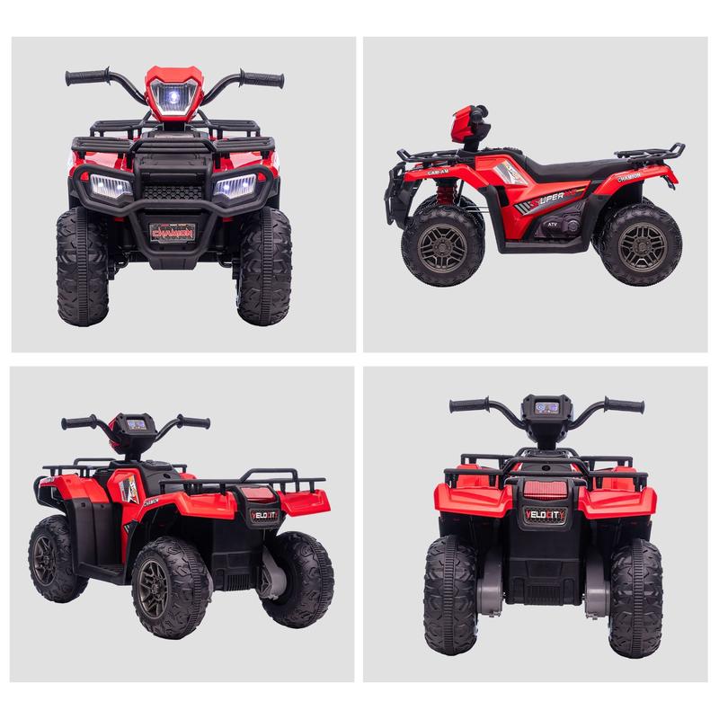 12V Ride on ATV for Kids, Kids Electric 4 Wheeler with Headlight, Music, MP3, Treaded Tires, Battery Powered Kids Quad for Toddler, Red