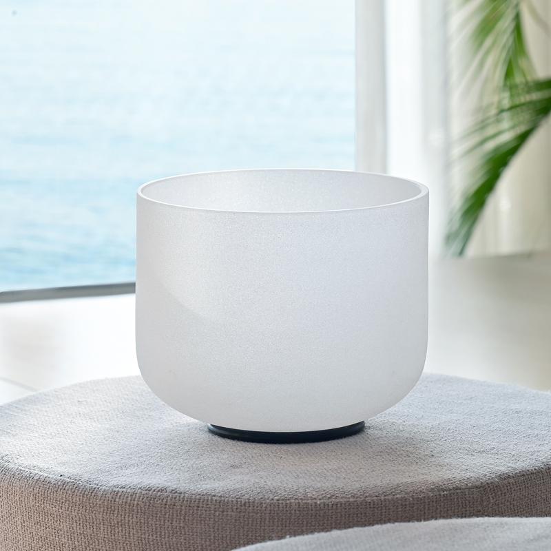 CVNC 8 Inch  Frosted White Quartz Crystal Singing Bowl For Chakra Healing Meditation crystal singing