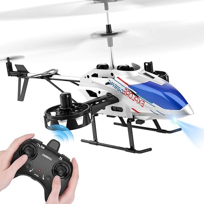 DEERC Remote Control Helicopter, 4.5CH Lateral Drift RC Helicopters W Light, 22 Min Play, Altitude Hold, Gyroscope, 2.4GHz Toy for Beginner rc power