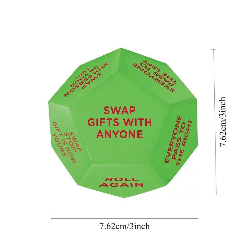 Christmas gift dice, 12 sides with different game numbers, suitable for family gatherings, party activities supplies, party game dice
