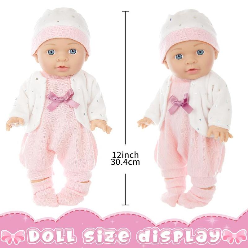 12 Inch Reborn Baby Doll with Clothes, 1 Set Cute Realistic Reborn Doll with Accessories, Birthday Gift for Girls & Boys