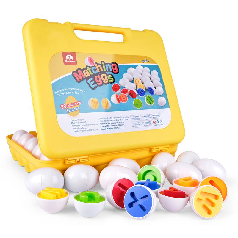 Coogam 26PCS Alphabet Matching Eggs Toy, Color Recoginition Puzzle Motor Skill Toy for Kids