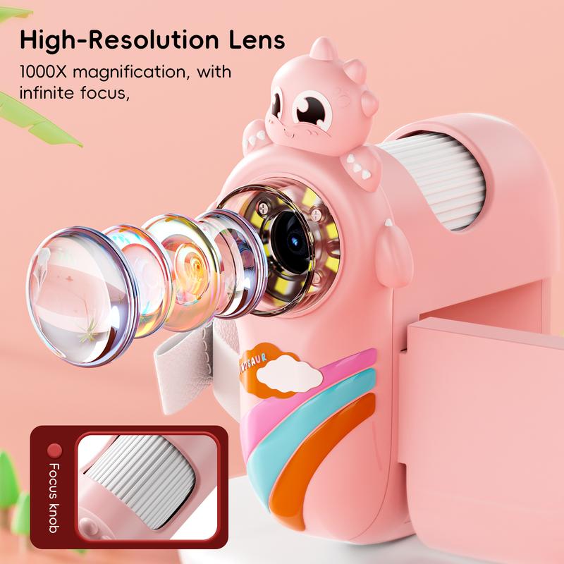 Microscope and Telescope, INSKAM 1000X Handheld Mini Children's Educational Product, Equipped with 2-inch LCD Screen, Portable and Mini, Suitable for 8-12 Years Old Children Halloween Christmas Birthday Educational Gift, Compatible with Windows, Mac OS