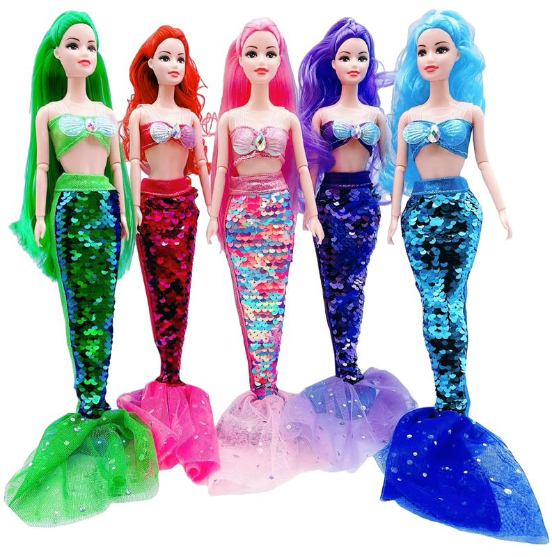 5 Pcs 11.5 Inch Girl Doll Mermaid Tail Clothes & Doll Accessories Mermaid Tail Summer Dress Swimsuit Bikini (No Doll)