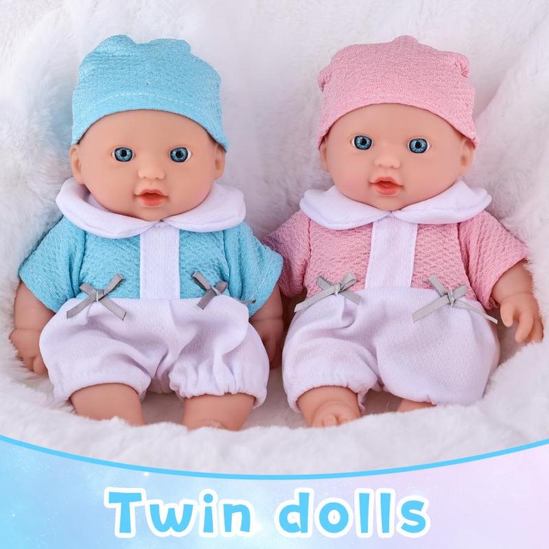 8 Inch Realistic Reborn Doll, 2 Counts set Cute Soft Body Dolls with Removable Clothes, Birthday Gift for 14+ Age