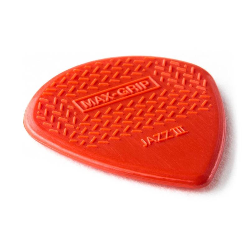 Dunlop 471P3N Max-Grip Jazz III Nylon Guitar Picks, Red, 6 Pack