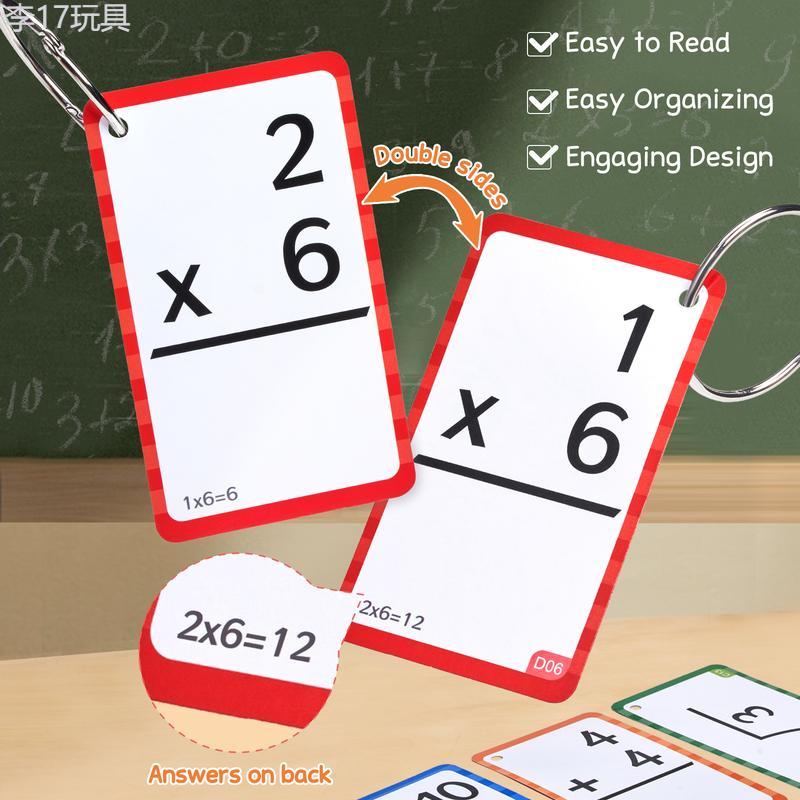 JoyCat Math Fidget Toy, Math Game with Addition, Subtraction, Multiplication, Division Flash Cards or Time Table, Math Flash Cards + Pop Fidget Chart