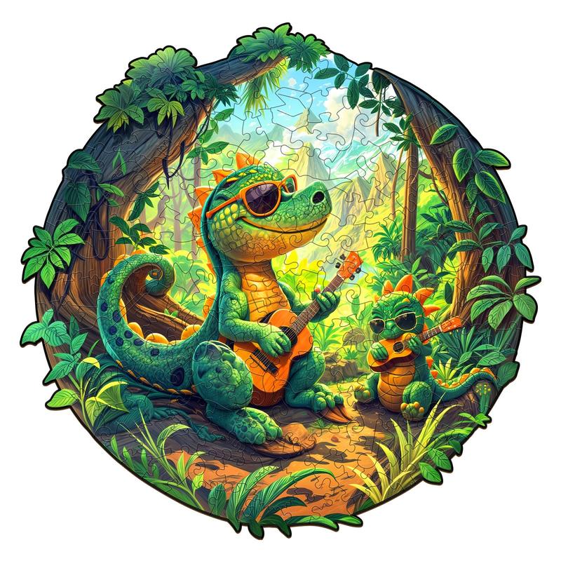 Rock Dinosaur-1 Wooden Jigsaw Puzzle - Educational Toy for Kids and Adults