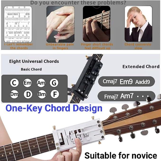Guitar Chord Presser, Guitar Virtuoso Chord Presser, Guitar Chord Trainer Guitar Learning Tools, Guitar Assistant Practical Teaching Tool for Beginners Guitar Learning Tool Accessories，guitar accessories Guitar Chord
