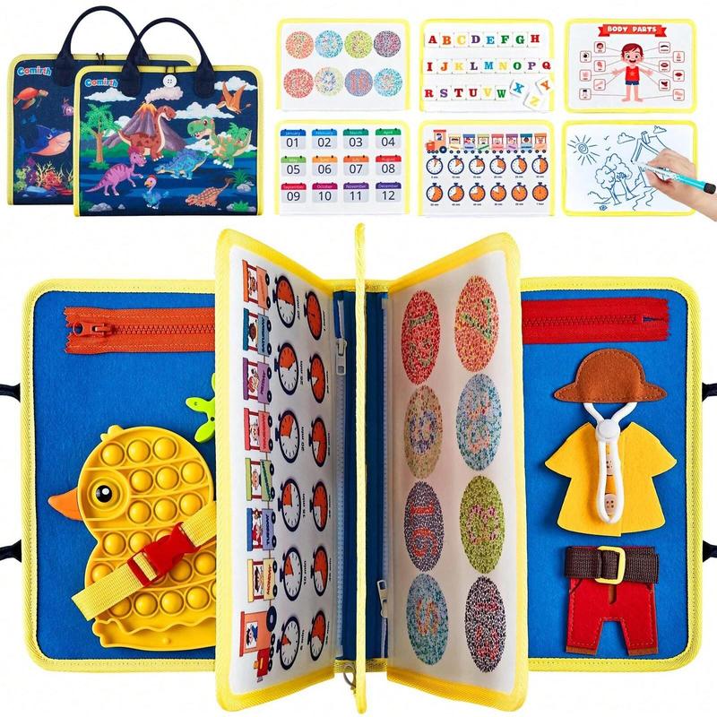 Busy Board Montessori Sensory Toys, 1 Count Colorful Fine Motor Training Board for Home Nursery, DIY Travel Toys for Birthday Gifts