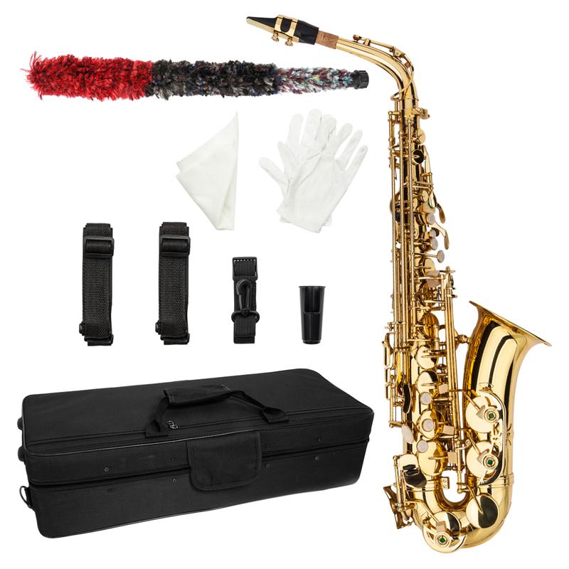 Stylish Mid-range Alto Drop E Lacquered Golden Saxophone Painted Golden Tube with Carve Patterns