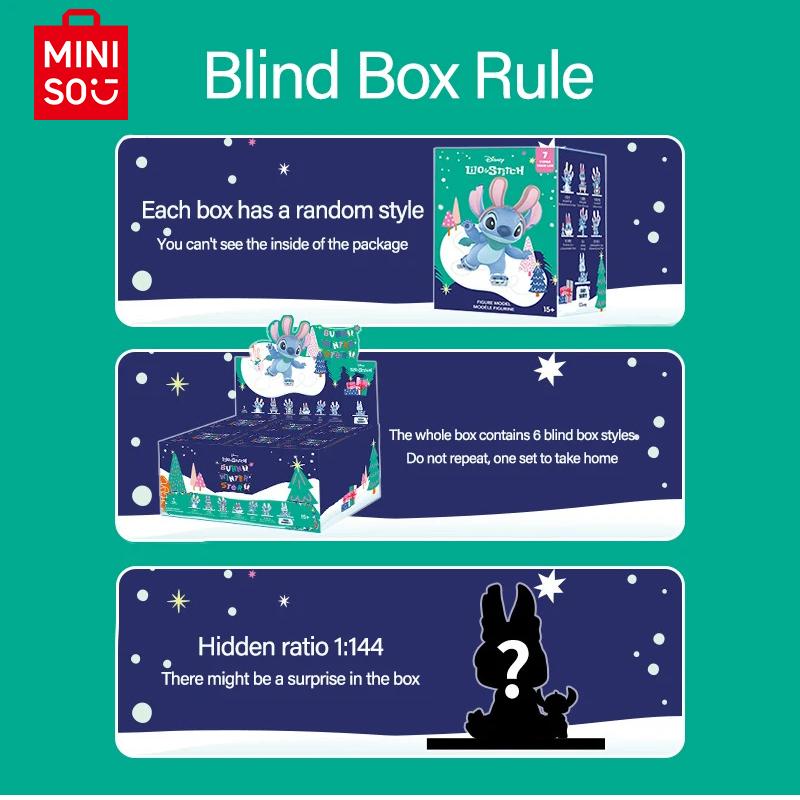 MINISO Lilo & Stitch Collection Bunny Winter Story Series FULL CASE Blind Box blind boxes