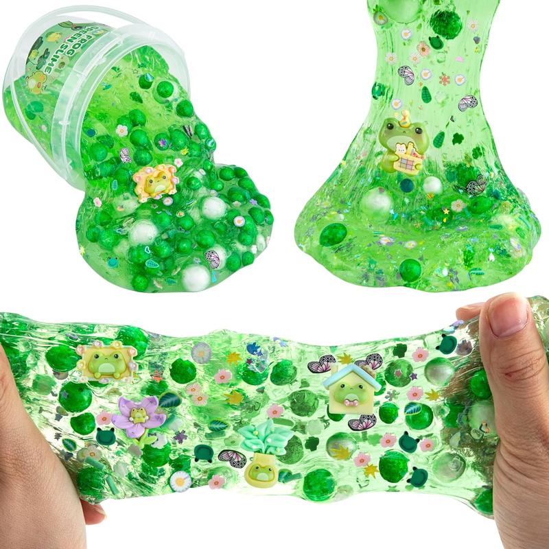 Frog Clear SlimeKit for kids Ages 8-12 with 8 Packs Slime Add-Ins Non Stick Slime with Clay, Birthday Halloween Christmas Easter Gifts thanksgiving