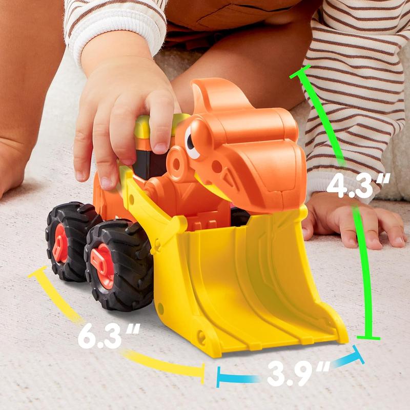 Christmas 2024 Gifts Baby Car Toy for 1 2 3 Years Old Boys Girls, Dinosaur Truck Toys for Toddlers, Transforming Robot Toys for Toddlers, 4 Pack Construction Vehicles Set, Dinosaur Racing Car Toys, Press & Go