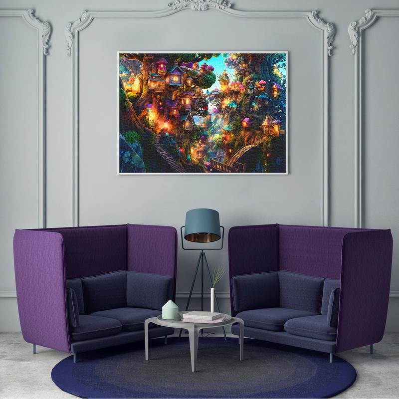HUADADA 1000 Pieces Puzzles for Adults, Fantasy Tree House, Great for Home Decoration Holiday Vacations, Family Games, Grandparents Brainstorming