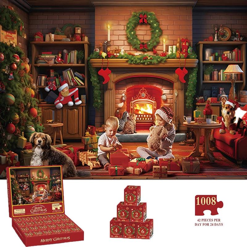 Advent Calendar Puzzles for Adults 1000 PiecesChristmas Countdown Jigsaw Puzzles, 2024Holiday Santa Puzzle with 24 Boxes