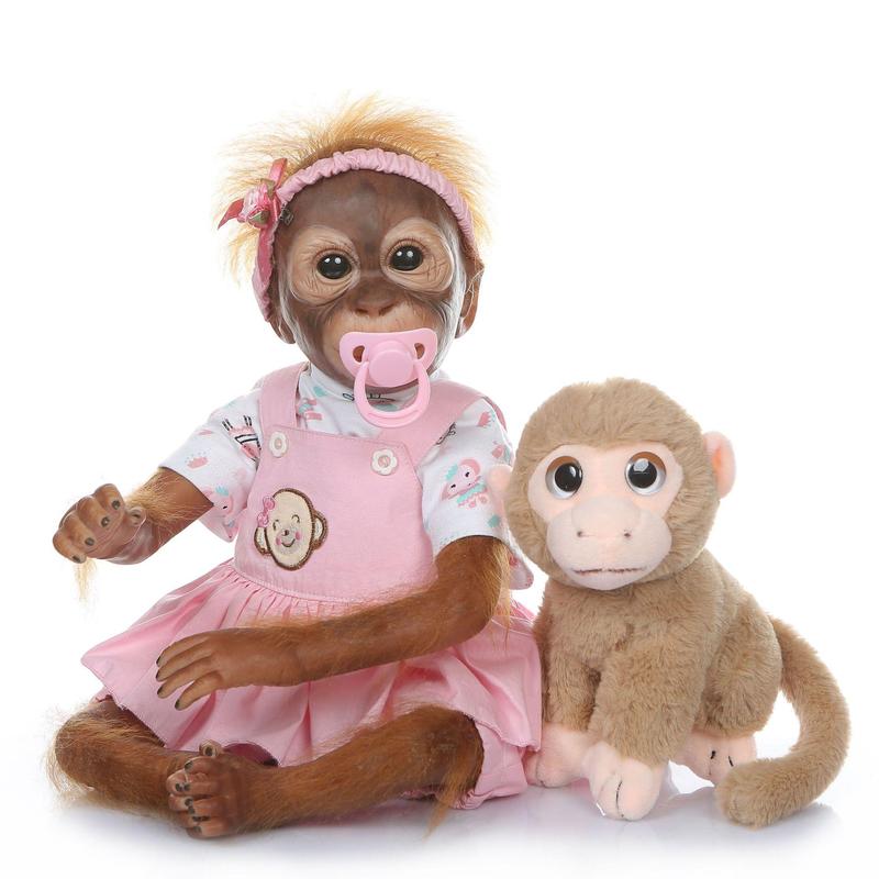 20 Inch Soft Vivid Plush Monkey Reborn Doll with Small Monkey, Pacifier, Feeding Bottle, Birth Certification, Headband, 1 Count Cute Monkey Doll, Realistic Monkey Doll, Soft Monkey Doll, Monkey Doll Toy, Birthday Gift For Kids & Adults