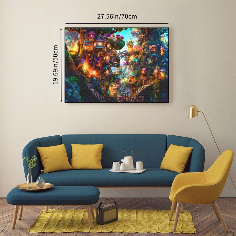 HUADADA 1000 Pieces Puzzles for Adults, Fantasy Tree House, Great for Home Decoration Holiday Vacations, Family Games, Grandparents Brainstorming