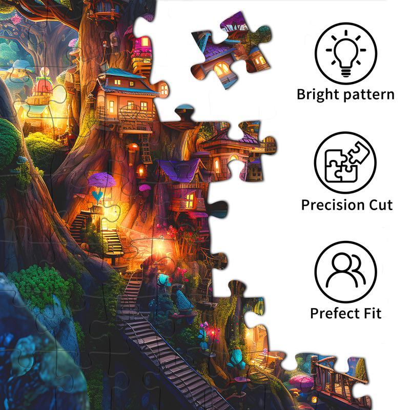 HUADADA 1000 Pieces Puzzles for Adults, Fantasy Tree House, Great for Home Decoration Holiday Vacations, Family Games, Grandparents Brainstorming