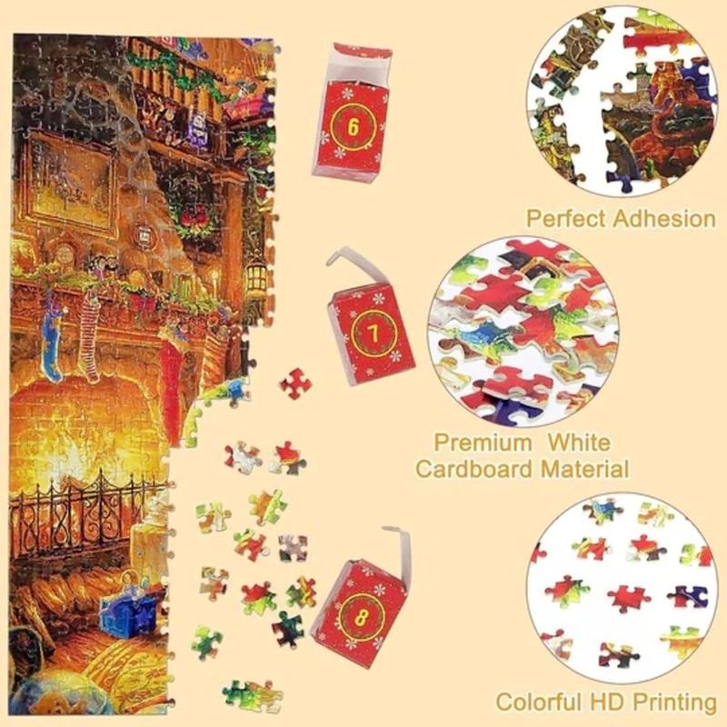 Advent Calendar Puzzles for Adults 1000 PiecesChristmas Countdown Jigsaw Puzzles, 2024Holiday Santa Puzzle with 24 Boxes