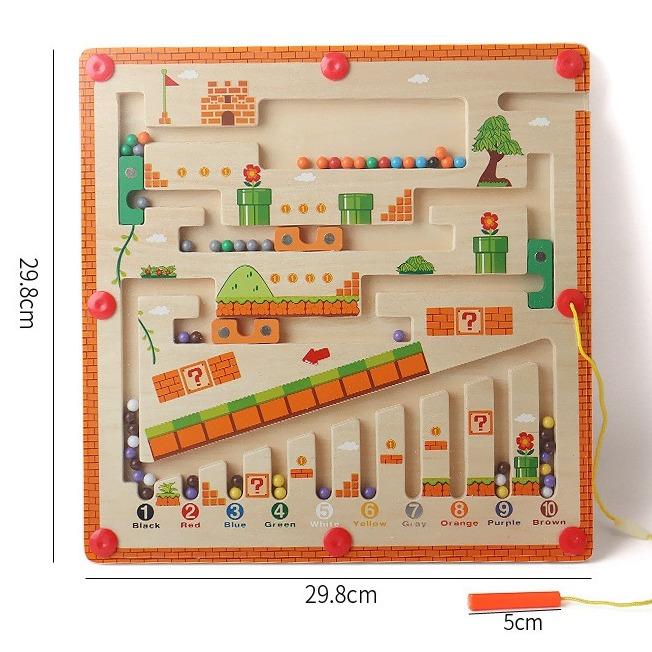 Magnetic Color and Number Maze, Montessori Toys for 3+ Year Old, Wooden Puzzle Activity Board, Fine Motor Skills Toys for Toddlers and Kids Boys Girls Preschoolers 3 4 5 Years Old