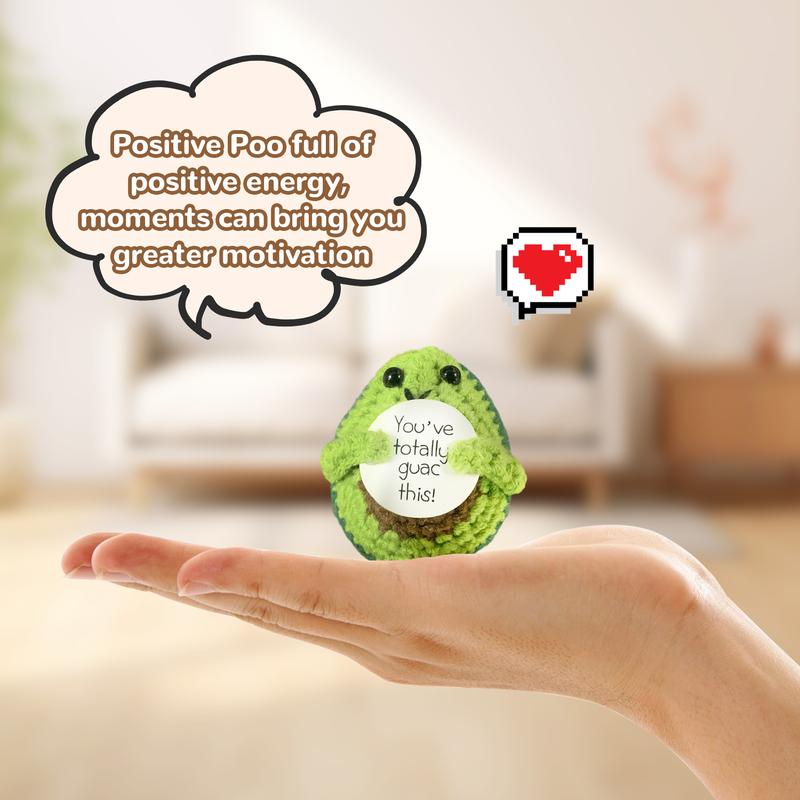 Mini Funny Positive Avocado Crochet with Base, Valentine's Day present 3 Inch Cute Wool Funny Knitted Positive avocado Doll Cheer up Decoration for Festival, Friends Party Decoration Encouragement