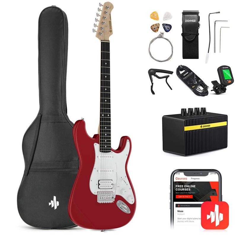 Donner DST-100 Full Size Electric Guitar Kit with Amplifier 39-Inch Solid Body HSS Pickup Beginner Set