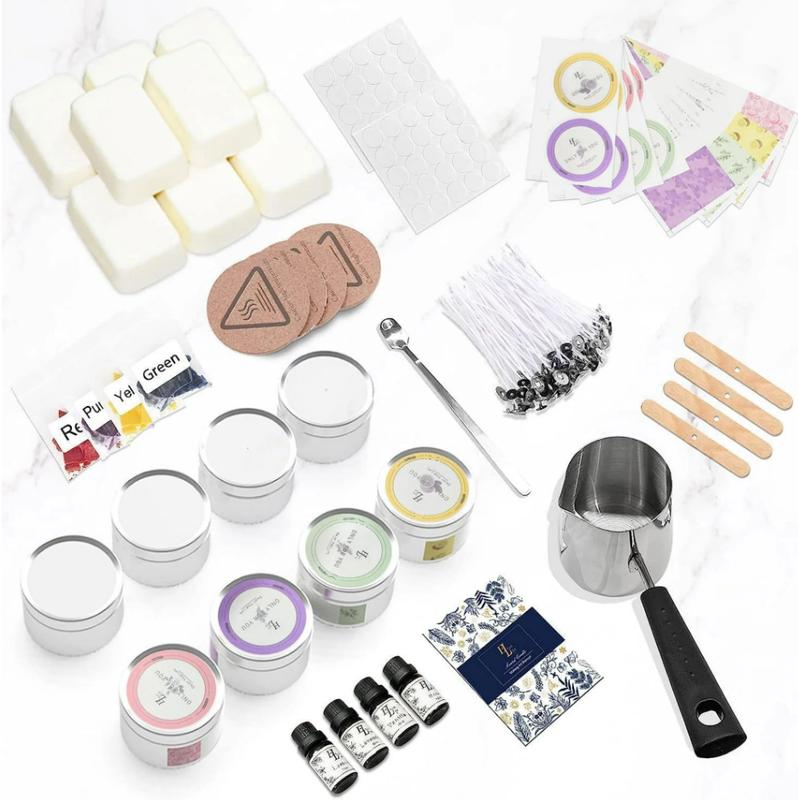 Candle Making Kit - Complete DIY Set with Soy Wax, Scent Oils, Wicks, Dyes, Jars & Melting Pot