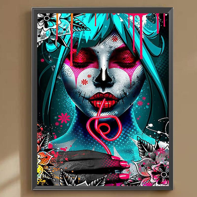 5d Diamond Arts Colorful Painting Kit, Girl Pattern DIY Rhinestone Embroidery Set, Paint with Artificial Diamonds Art by Number Kit for Home Wall Craft Decoration without Frame