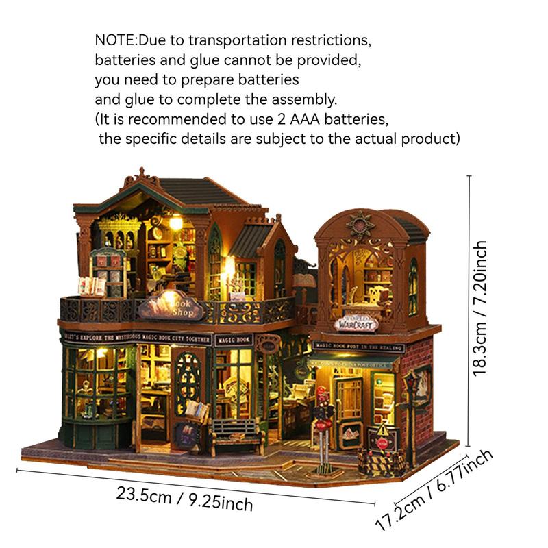 DIY Wooden Bookstore Model Kit, 1 Count DIY Bookstore Model Kit for Christmas Gift, Desktop Decoration, DIY Wooden Craft Kit for Adults, Birthday Gift