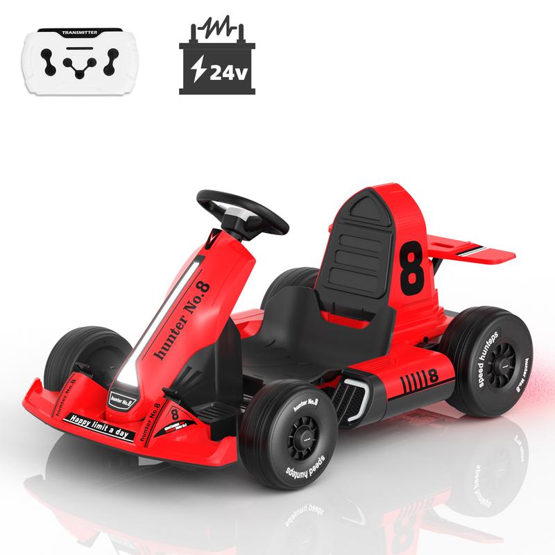 KORIMEFA 24V 12V  ElectricGo Kart for Kids Battery Powered Pedal Go Kart with Remote Control  LED Lights  USB Bluetooth