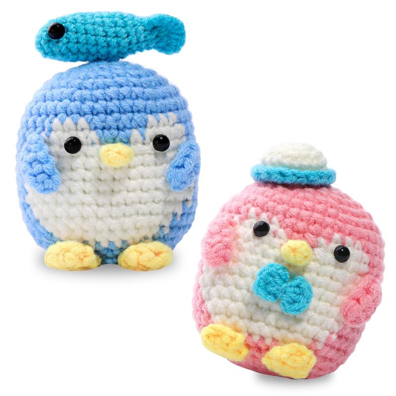 Penguin Design Crochet Kit, 2 Counts set Cute Penguin Crochet Starter Kit, Complete Crochet Animal Kit for Beginners, DIY Craft Kit