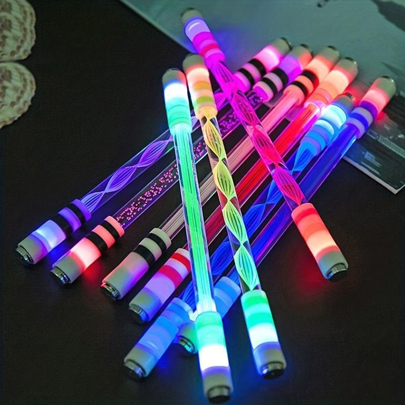 Random Color Glowing LED Spinning Pen, 1 2 3 4 Counts Rolling Stress Relieving Toy, Perfect Pocket-sized Gift for Christmas Halloween Thanksgiving(no Writing Function)