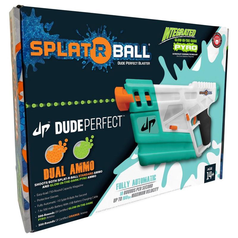 Splat-R-Ball Dude Perfect Blaster Kit 500 Rounds Motorized 160+ FPS Battery