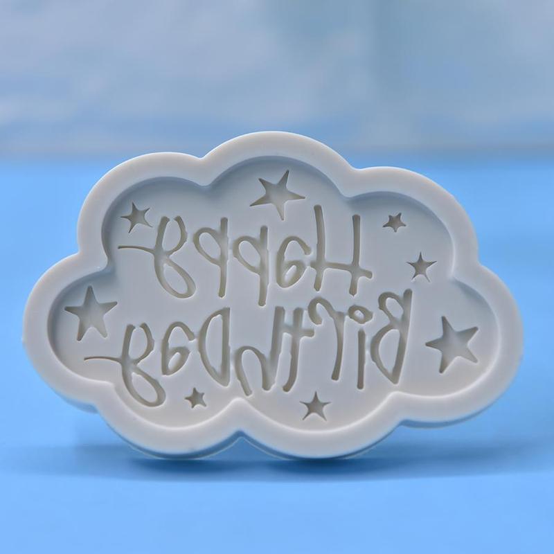 Letter Pattern Silicone Mold, Cute Cloud Shaped Candle Making Mold for Birthday Decor, DIY Candle & Soap Making Supplies
