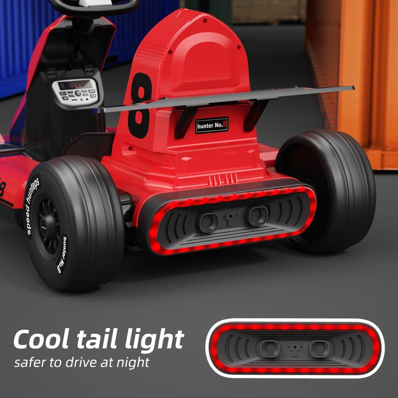 KORIMEFA 24V 12V  ElectricGo Kart for Kids Battery Powered Pedal Go Kart with Remote Control  LED Lights  USB Bluetooth