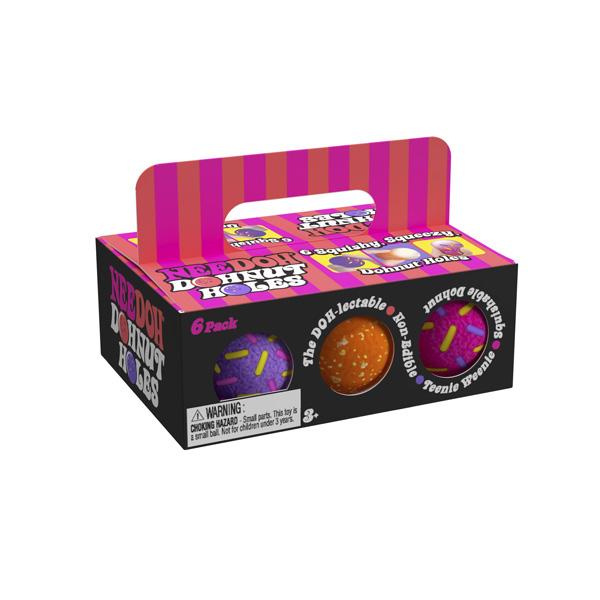 NeeDoh Dohnut Holes - Sensory Toy with Fun Dough Filling - Assorted Designs - Ages 3 and Up - Pack of Six Random Dohnut Holes