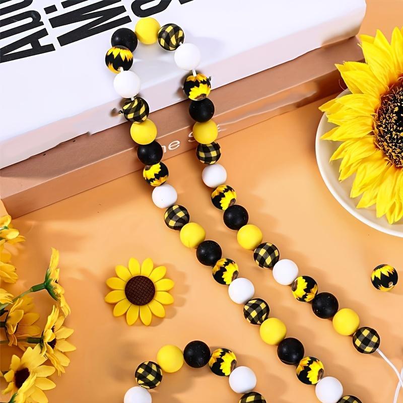 Sunflower & Bee Pattern Bead, 26pcs set DIY Handmade Jewelry Making Supplies, Bead for DIY Bracelet Necklace Keychain