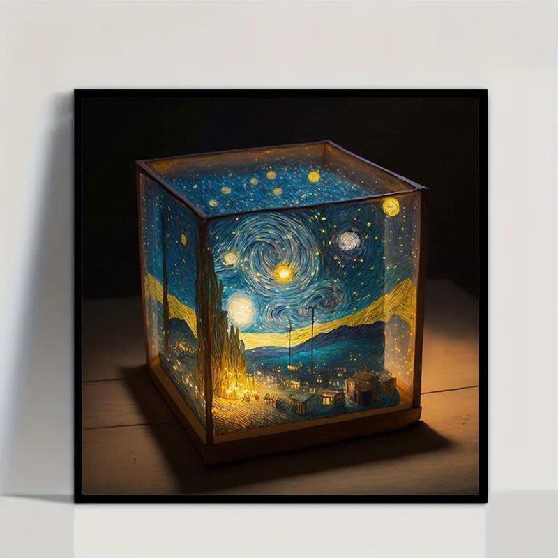 Starry Night Van Gogh Pattern DIY Diamond Arts Colorful Painting Kit without Frame, DIY 5D Diamond Arts Colorful Wall Art Decor for Home Bedroom, Christmas Gift