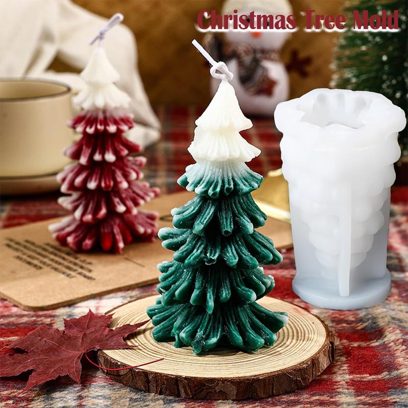 Christmas Tree Candle Molds 3D Christmas Silicone Molds for DIY Candle Soap,Epoxy Resin,Chocolates Cake Decorations Home Decor