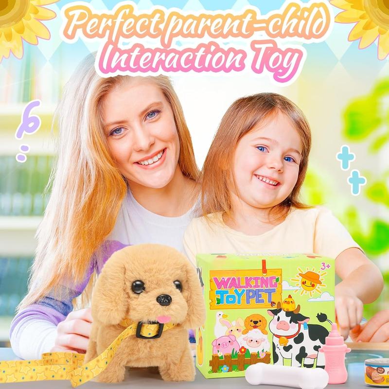 Plush Toys Walking Dog Toys That Can Walk, Bark and Wag Tail,Interactive Electronic Pet Toys Puppy with Leash,Easter Christmas Birthday Gift for Toddlers Kids