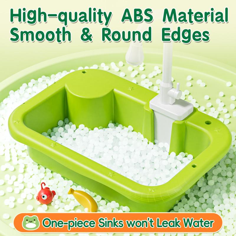 Lehoo Castle Play Sink with Running Water, Kitchen Sink Toys with Upgraded Electric Faucet, Play Kitchen Toy Accessories, Pool Floating Fishing Toys for Water Play, Kids Role Play Dishwasher Toy play sink play pretend coc in