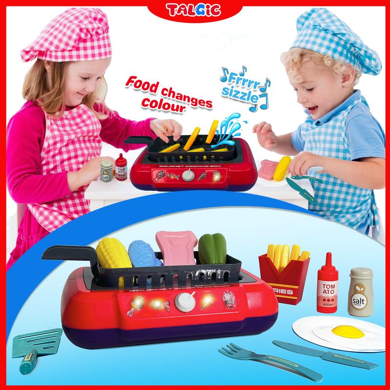 Gourmet Cooking Box Color Changing Pretend play kitchen Cooking Toys for boys and girls gift play kitchen toddlers