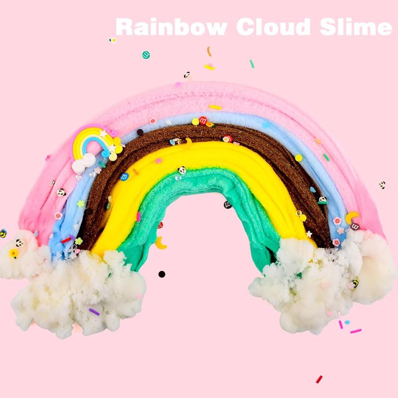 Cloud Slime Kit 5 Pack, with Ice Cream, Lemon, Rainbow, Panda, Mint Leaf Cute Charms, Soft and Mild, Stress Relief slimes Toy for Kids, Slime Party Favor for Girls and Boys
